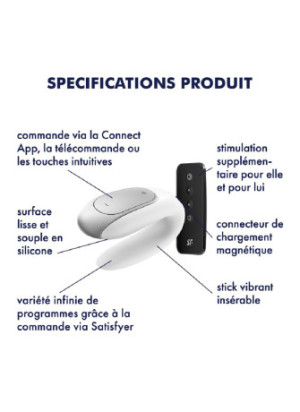 Sextoy de couple vibrant USB connecté Double Fun blanc - CC5972560030